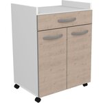 Desserte de 60 cm - 1 Tiroir et 1 Porte - 60 x 44 x 81 cm - Coloris Chêne