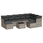 vidaXL Salon de jardin avec coussins 10 Pièces gris clair résine tressée