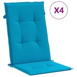 vidaXL Coussins de chaise de jardin à dossier haut lot de 4 bleu tissu