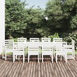 vidaXL Ensemble à dîner de jardin 11 Pièces blanc bois massif de pin