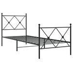 vidaXL Cadre de lit métal avec tête de lit/pied de lit noir 75x190 cm