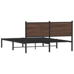 vidaXL Cadre de lit en métal avec tête de lit chêne marron 137x190 cm