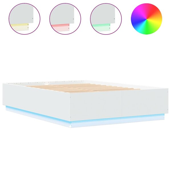 vidaXL Cadre de lit avec lumières LED blanc 140x200 cm bois ingénierie