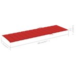 vidaXL Chaise longue avec coussin rouge Bois de pin imprégné