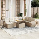vidaXL Salon de jardin avec coussins 9 Pièces beige résine tressée