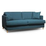 Hexagone - Canapé convertible 3 places - Tissu Bleu pétr- 182 x 98 x 82 cm - Larry