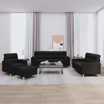 vidaXL Ensemble de canapés 4 Pièces avec coussins noir tissu