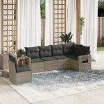 vidaXL Salon de jardin 6 Pièces avec coussins gris résine tressée