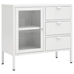 vidaXL Buffet Blanc 75x35x70 cm Acier et verre trempé
