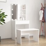 vidaXL Ensemble de coiffeuse avec LED Blanc Bois d'ingénierie