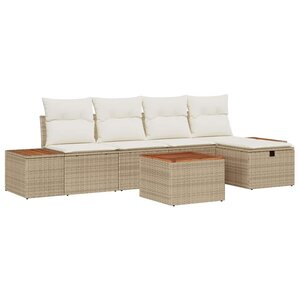 vidaXL Ensemble de canapé de jardin 6 Pièces Beige Poly rotin