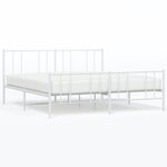 vidaXL Cadre de lit métal avec tête de lit/pied de lit blanc 180x200cm