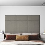 vidaXL Panneaux muraux 12 Pièces Gris clair 60x30 cm Velours 2 16 m²
