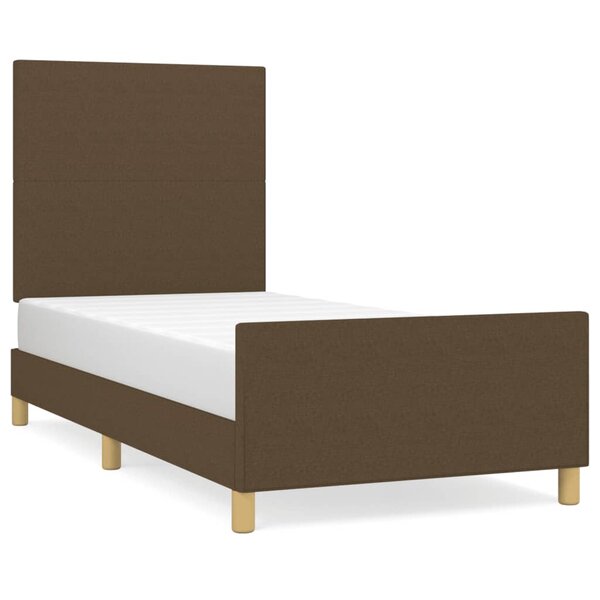 vidaXL Cadre de lit avec tête de lit Marron foncé 90x190 cm Tissu