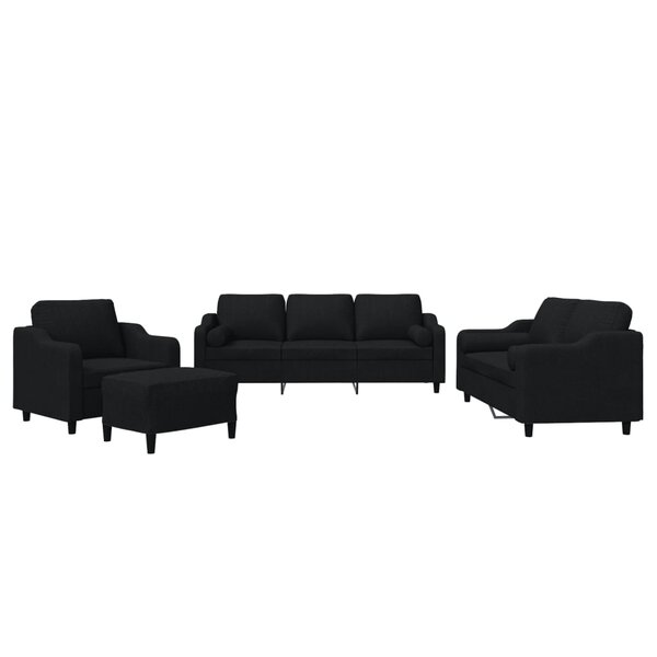 vidaXL Ensemble de canapés 4 Pièces avec coussins noir tissu