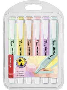 Surligneur Swing cool Pastel Edition Pochette de 6 surligneurs Coloris assortis STABILO