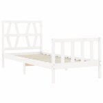 vidaXL Cadre de lit avec tête de lit blanc 90x200 cm bois massif