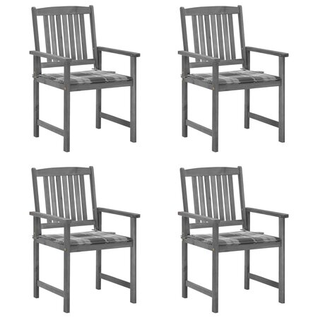 vidaXL Chaises de jardin avec coussins 4 Pièces Gris Bois d'acacia massif