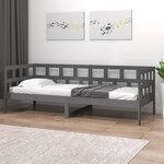 vidaXL Lit de jour gris bois de pin massif 80x200 cm