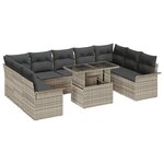 Ensemble de Canapés de Jardin vidaXL 10 Pièces avec Coussins Gris Clair Rattan Poly