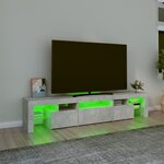 vidaXL Meuble TV avec lumières LED Gris béton 200x36 5x40 cm