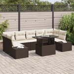 vidaXL Ensemble de Canapé de Jardin 8 Pièces avec Coussins Marron