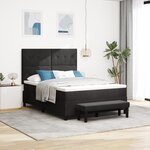 vidaXL Lit à sommier avec matelas & banc noir 140x190 cm velours