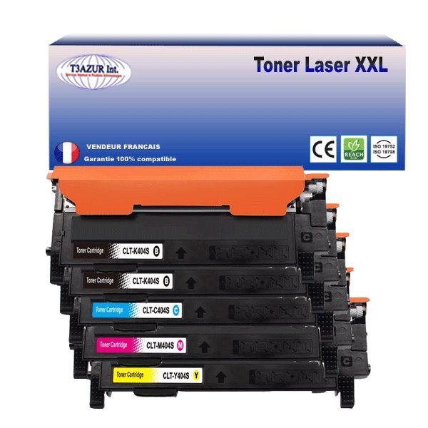5 Toners  compatibles avec Samsung CLT-404S pour Samsung XPress C480FW (Noire + Couleur) - T3AZUR
