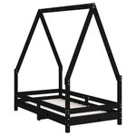 vidaXL Cadre de lit pour enfant noir 70x140 cm bois de pin massif