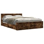 vidaXL Cadre de lit avec tête de lit chêne fumé 140x190 cm