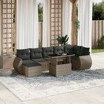 vidaXL Salon de jardin 8 Pièces avec coussins gris résine tressée
