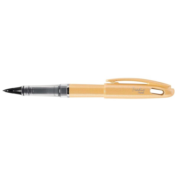 Feutre plume Tradio corps pailleté Jaune  encre Noire PENTEL