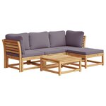 vidaXL Salon de jardin avec coussins 5 Pièces Bois d'acacia solide