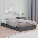 vidaXL Cadre de lit Gris 135x190 cm Double Bois massif