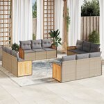 vidaXL Salon de jardin avec coussins 12 Pièces beige résine tressée