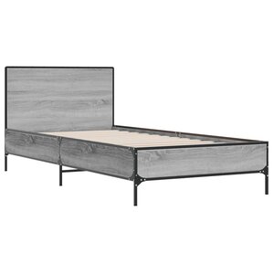 vidaXL Cadre de lit sonoma gris 90x200 cm bois d'ingénierie et métal