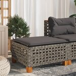 vidaXL Tabouret de jardin et coussin gris 63 5x56x32 cm résine tressée