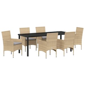 vidaXL Ensemble de salle à manger pour jardin 7 Pièces Beige polyrotin