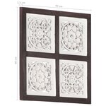 vidaXL Panneau mural sculpté à la main MDF 40x40x1 5cm Marron et blanc