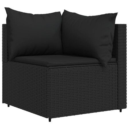 vidaXL Canapé d'angle de jardin avec coussins Noir Résine tressée