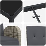 vidaXL Ensemble de salle à manger de jardin 3 pièces avec coussins Rattan Poly Gris