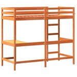 vidaXL Lit superposé avec bureau cire marron 80x200 cm bois pin massif