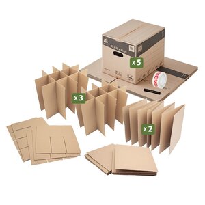 Pack and Move - Kit déménagement vaisselle + marqueur noir + adhésif "fragile" offert