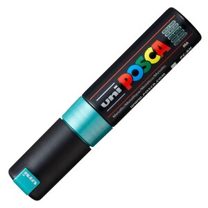 Marqueur pointe large biseautée pc8k 8mm vert métal x 6 POSCA