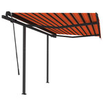 vidaXL Auvent manuel rétractable avec poteaux 3x2 5 m Orange et marron