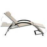 vidaXL Chaise longue avec oreiller textilène crème