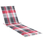 vidaXL Chaises longues lot de 2 et coussin carreaux rouge Teck solide