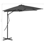 vidaXL Parasol d'extérieur avec poteau en acier 300 cm Anthracite