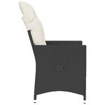 vidaXL Chaises inclinables de jardin lot de 2 et coussins noir rotin