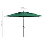 vidaXL Parasol de jardin à 3 niveaux avec mât en aluminium vert 3 5 m